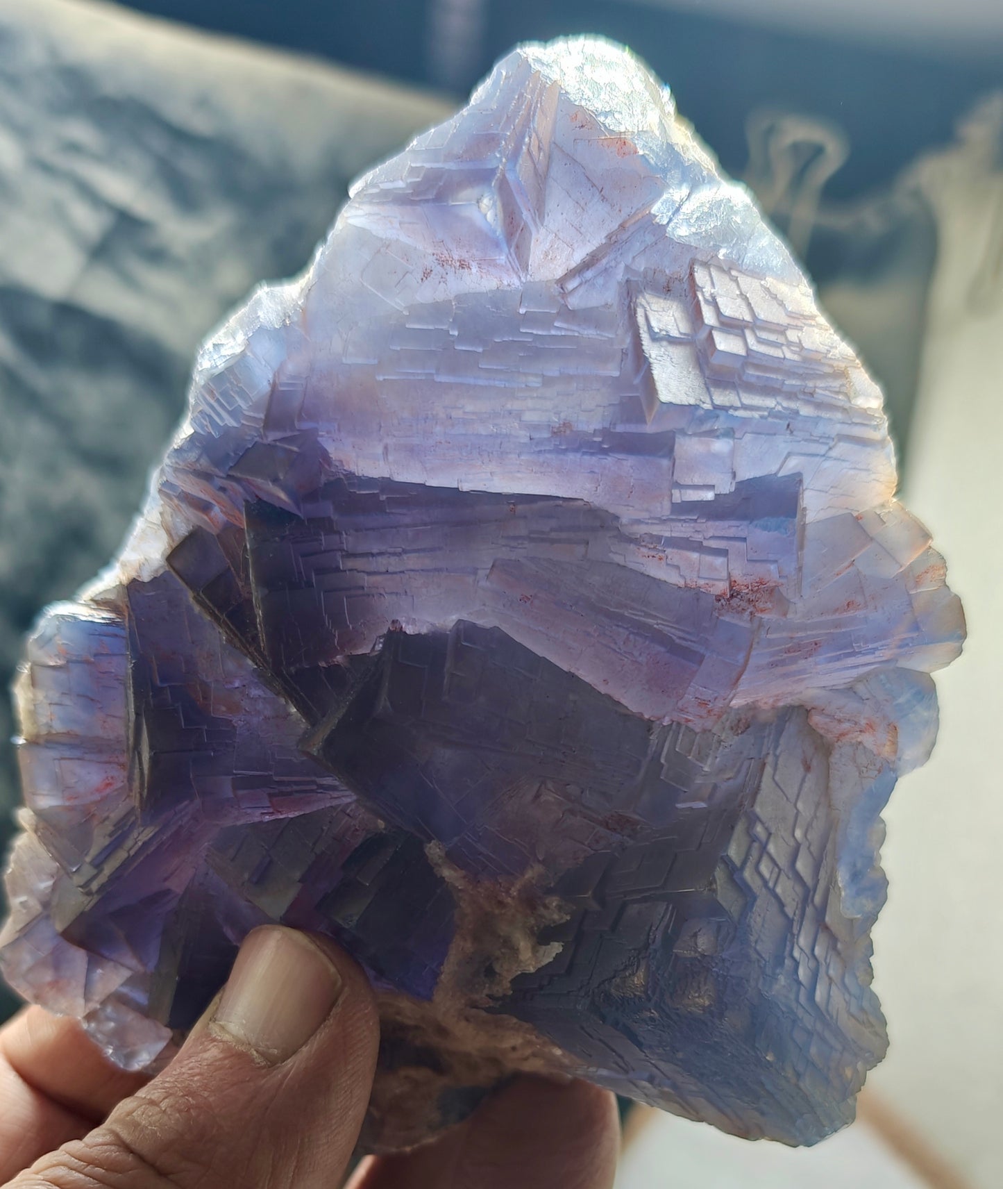 An amazing beautifully terminated  dark Purple Fluorite specimen 672 grams
