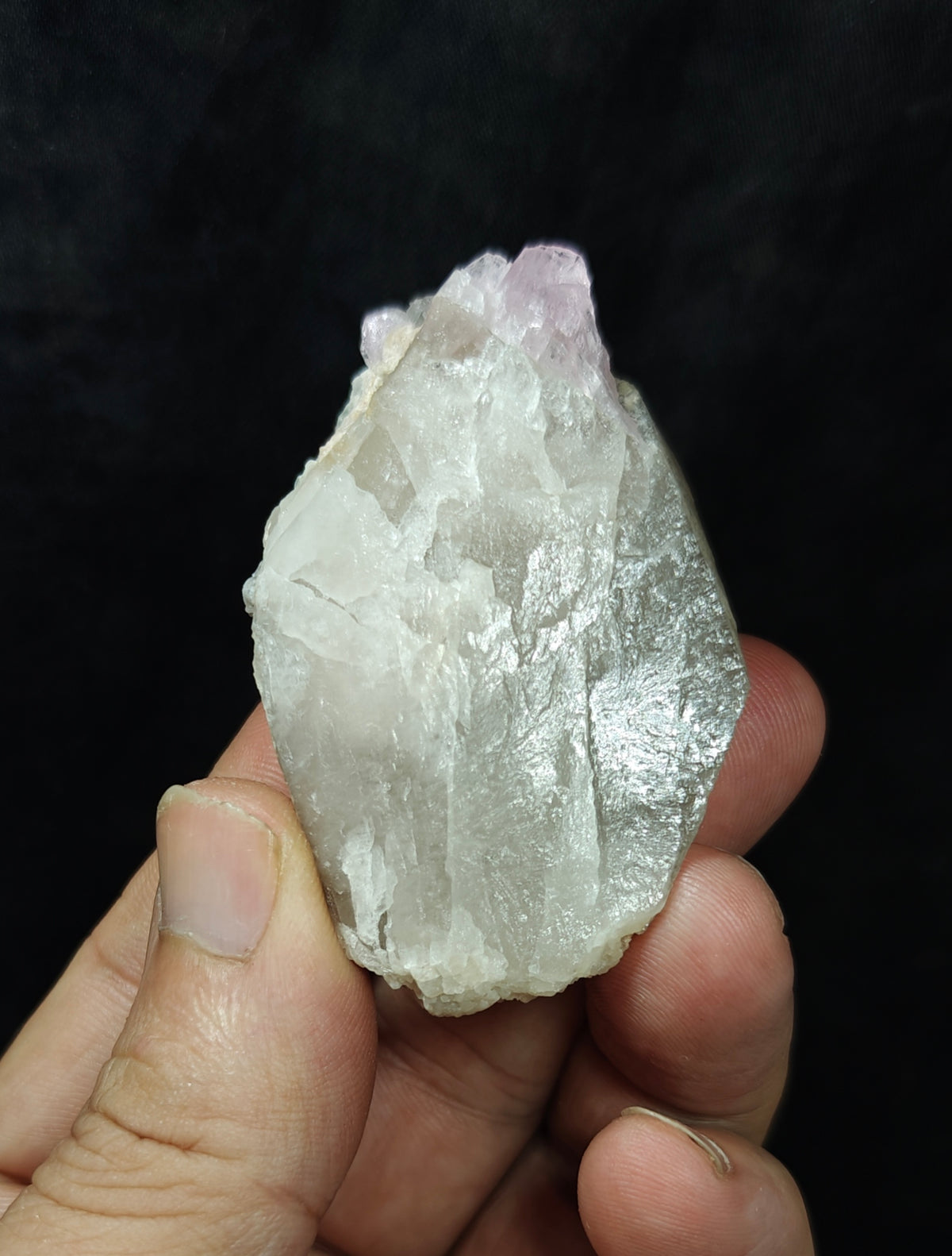 Pink Tourmaline crystal on smoky quartz 80g