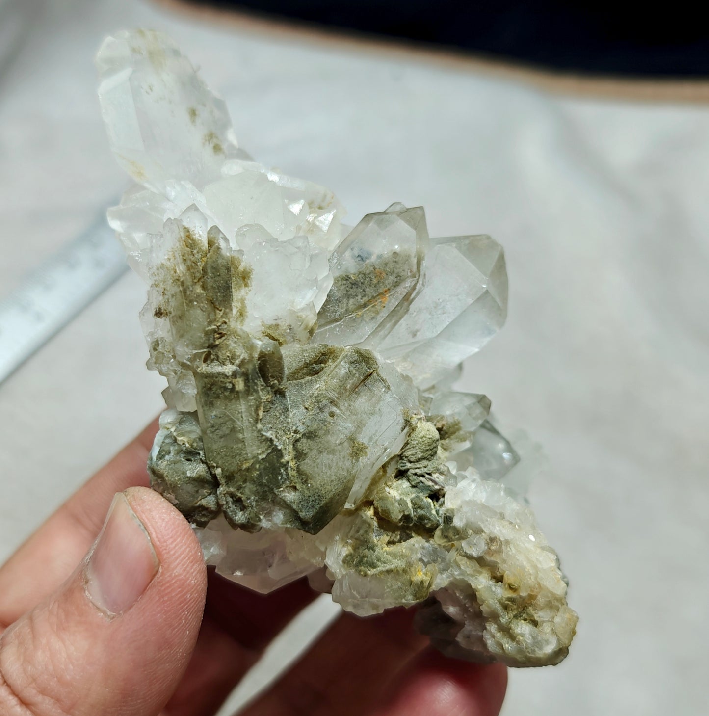 Natural Faden Quartz Crystal Specimen with chlorite inclusions 230 grams
