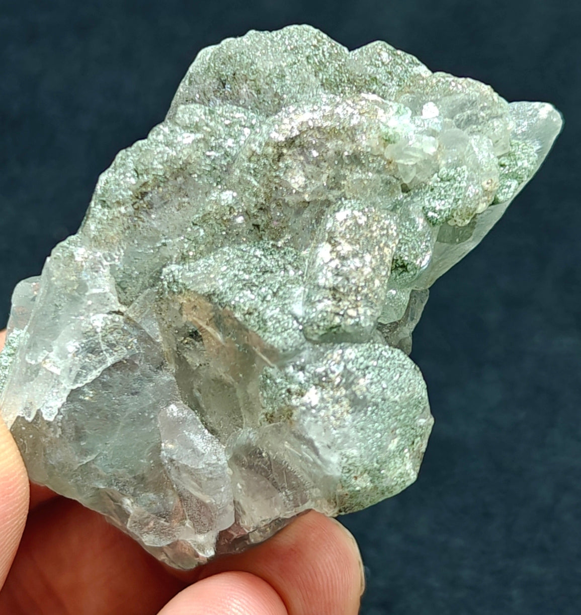 Light Purple Apatite with Green Inclusions of Byss-olite 115 grams