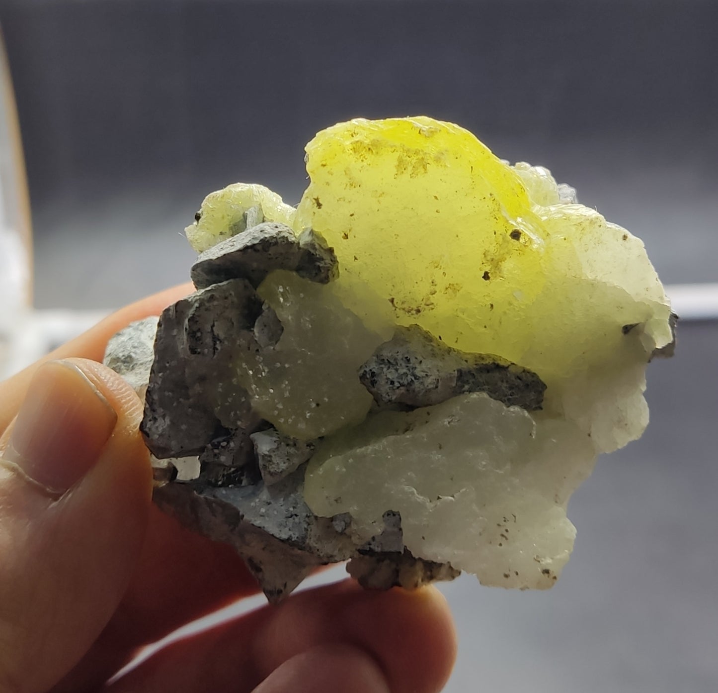 Natural Yellow brucite on Matrix with Chromite 108 grams