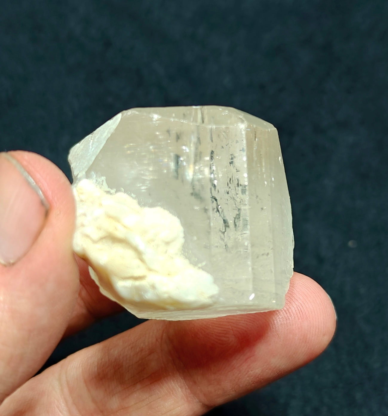 Single beautiful terminated Topaz crystal with Albite attachment 117 grams