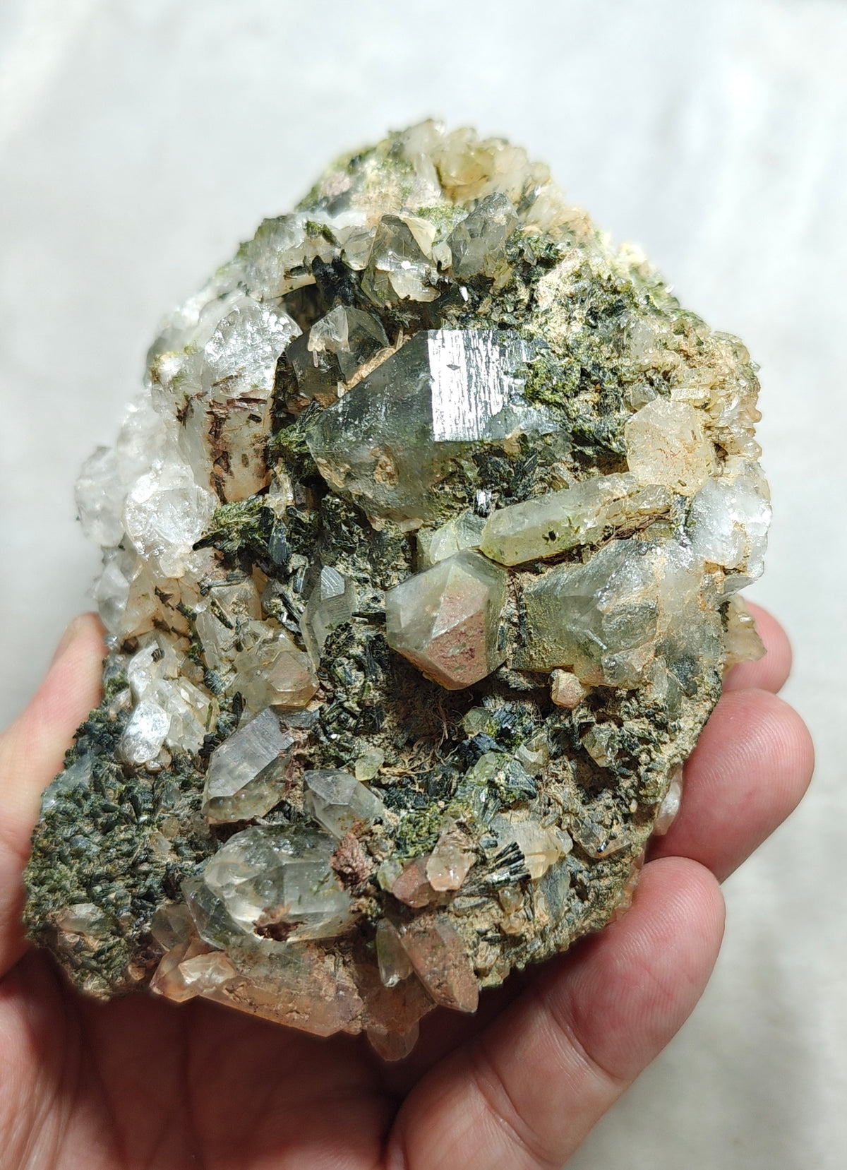 Natural Quartz and Epidote cluster 800 grams