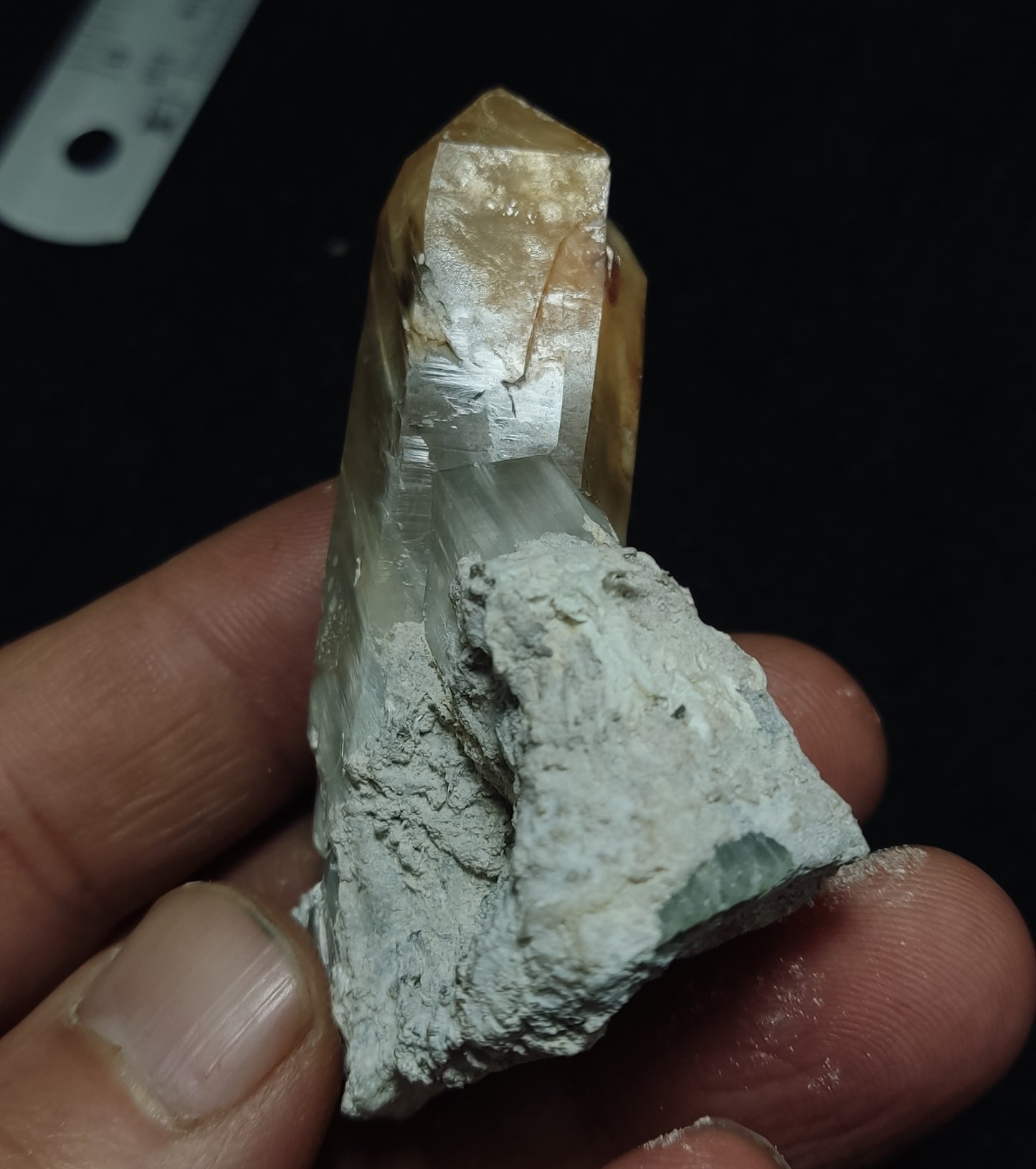 Natural quartz crystal with amphibole inclusion 55 grams