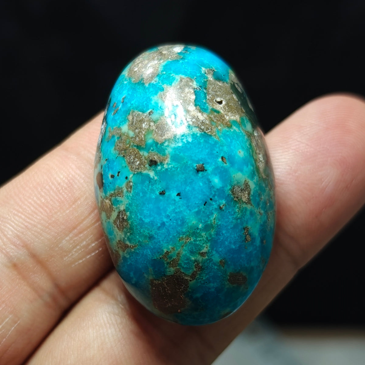 Single amazing natural turquoise cabochon with Pyrite 27.4 grams