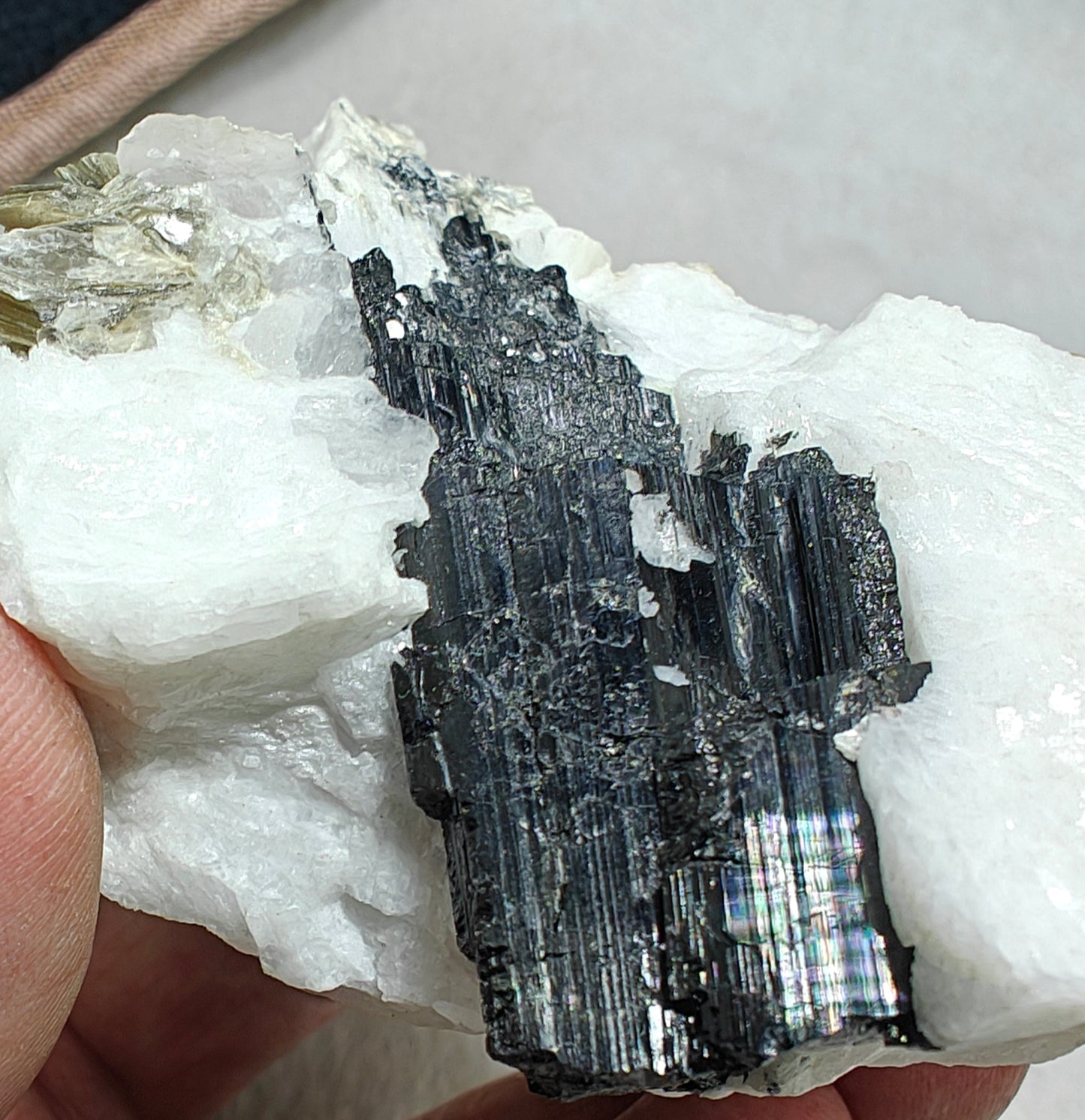 An Aesthetic Natural specimen of combination of Albite, etched Schorl, Quartz and Muscovite 268 grams