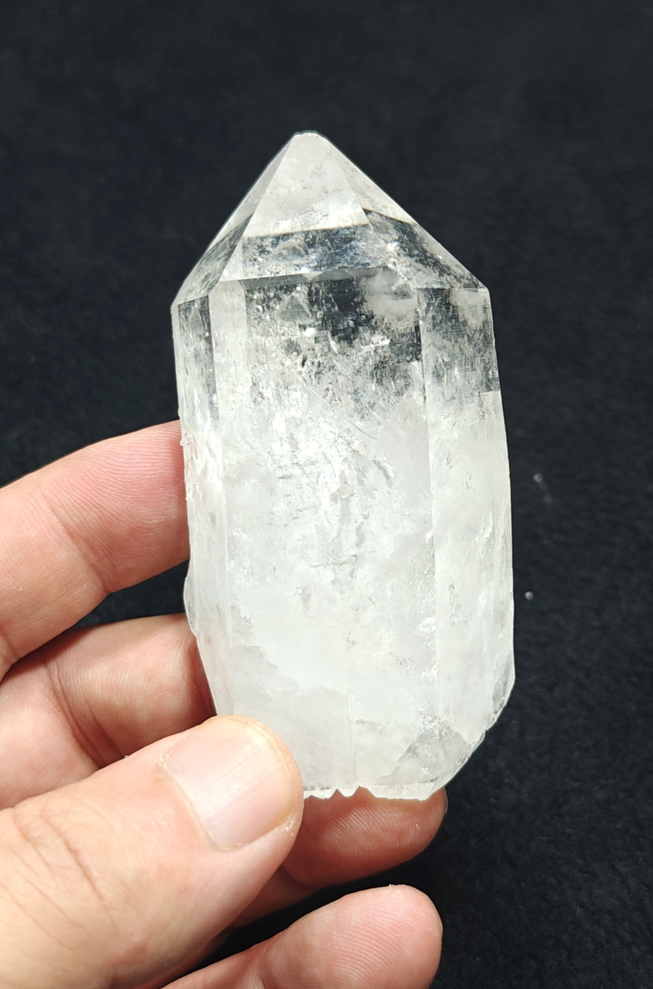 An amazing clear Quartz Crystal with beautiful terminations 154 grams