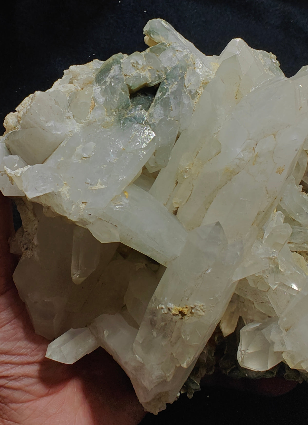 Quartz crystals cluster with chlorite inclusions 1680 grams