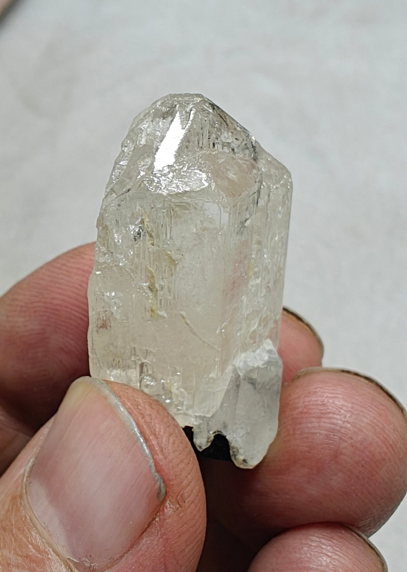 Natural terminated topaz crystal with black tourmaline 17 grams