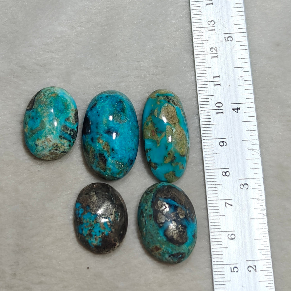 5 turquoise with Pyrite Cabochons total 40 grams