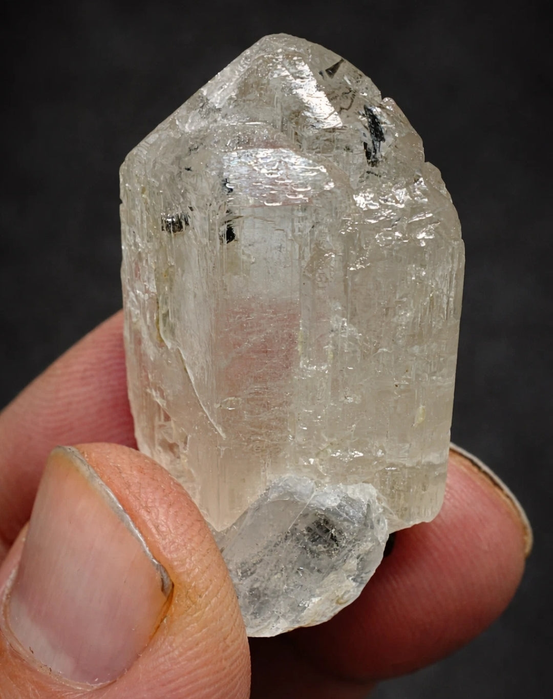 Natural terminated topaz crystal with black tourmaline 17 grams