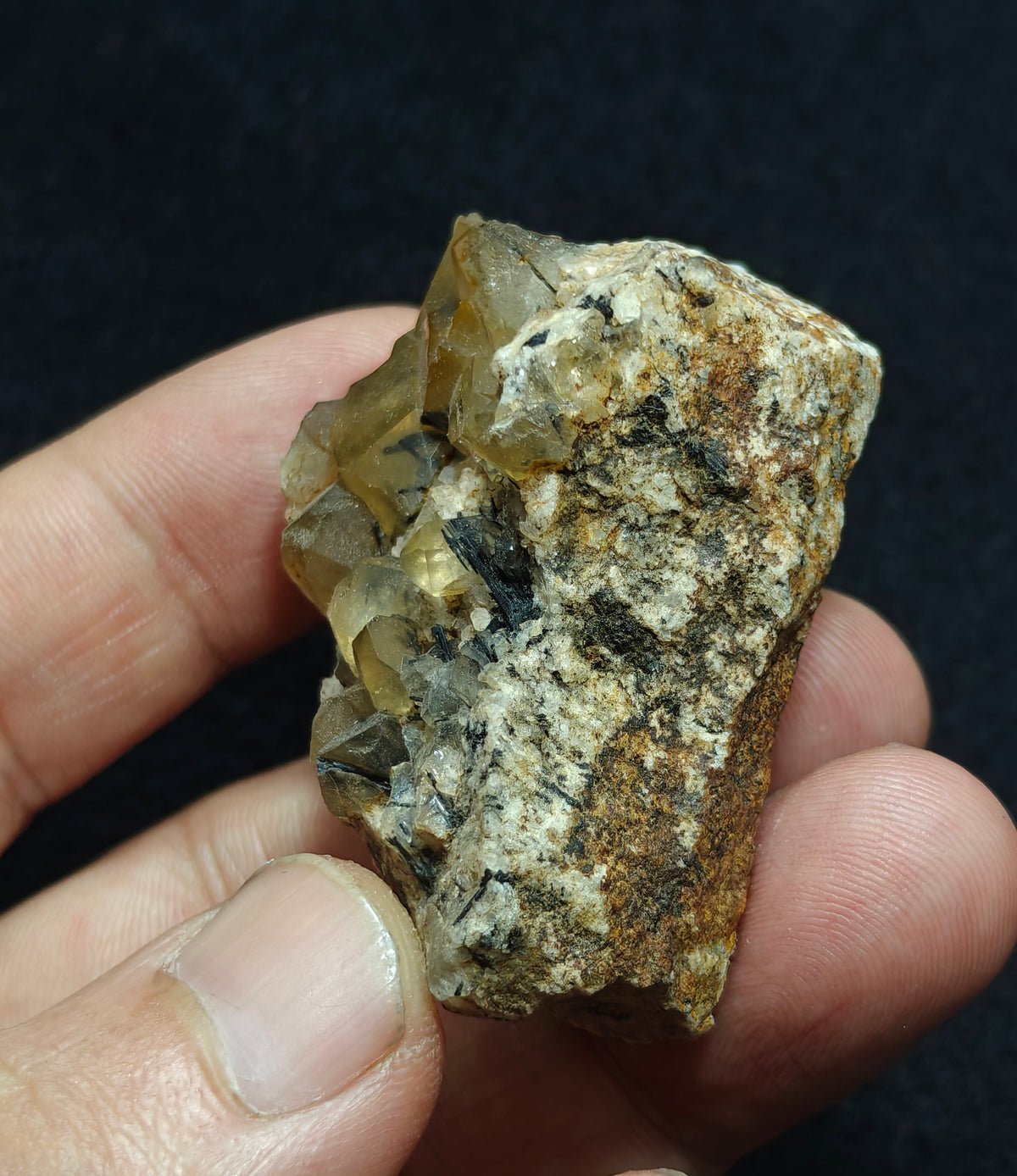 Astrophyllite included Quartz Crystals cluster with aegirine inclusions 66 grams
