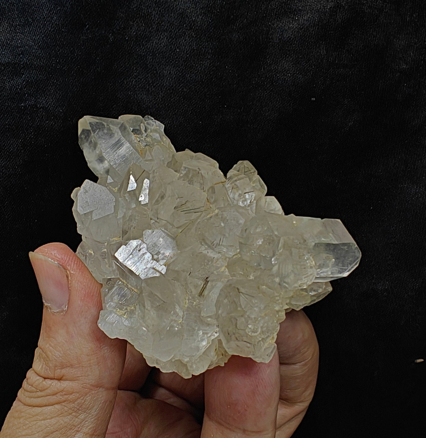 Natural Quartz Cluster with tiny rutiles inclusions 129 grams