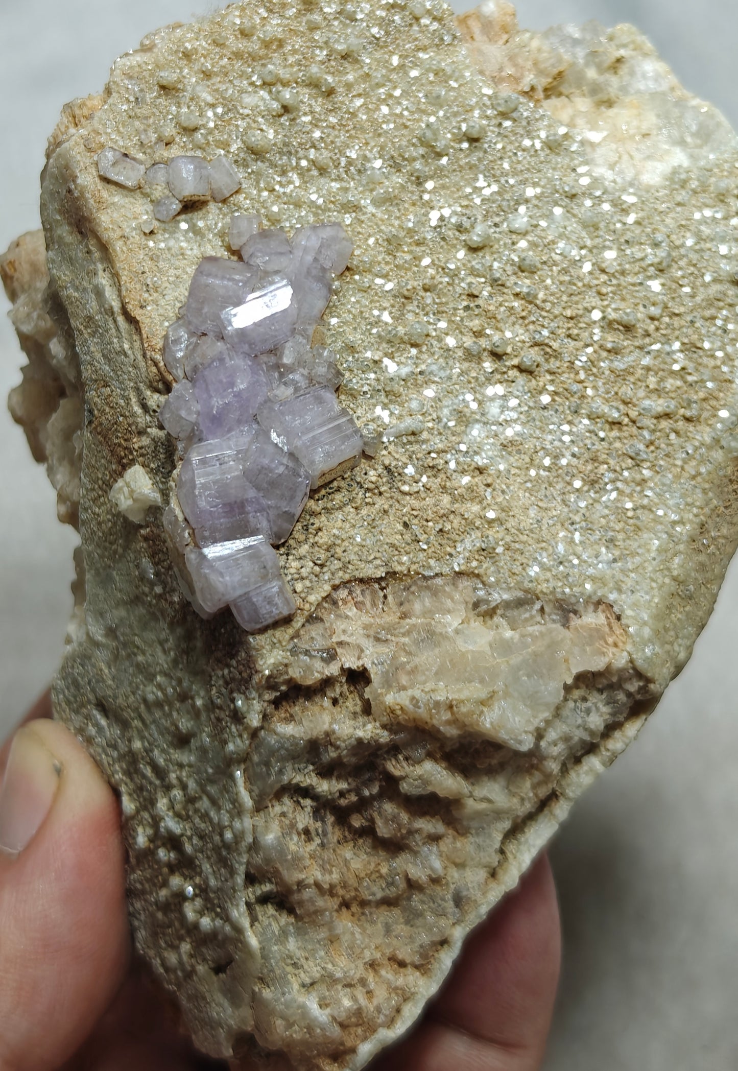 Purple Apatite crystals on matrix 486 grams