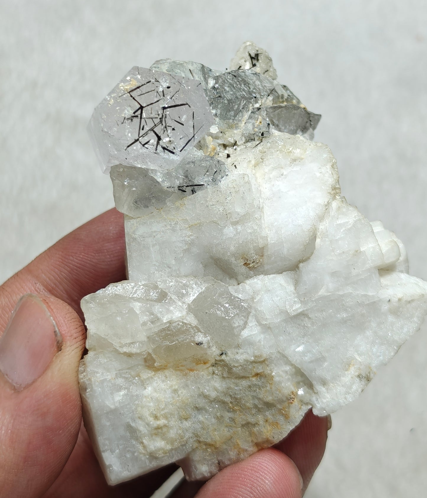 Beryl Variety Goshenite on matrix with schorl and quartz 123 grams