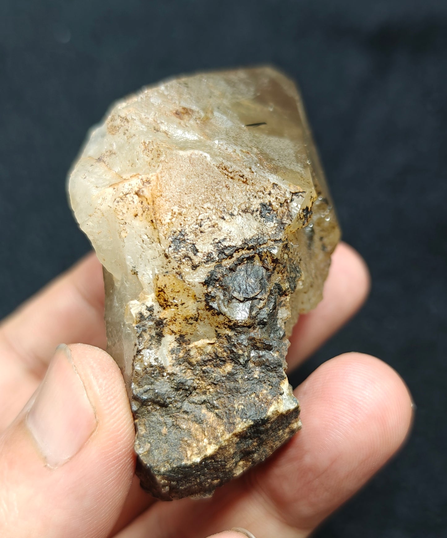 Natural astrophyllite quartz crystal with aegirine inclusions 143 grams