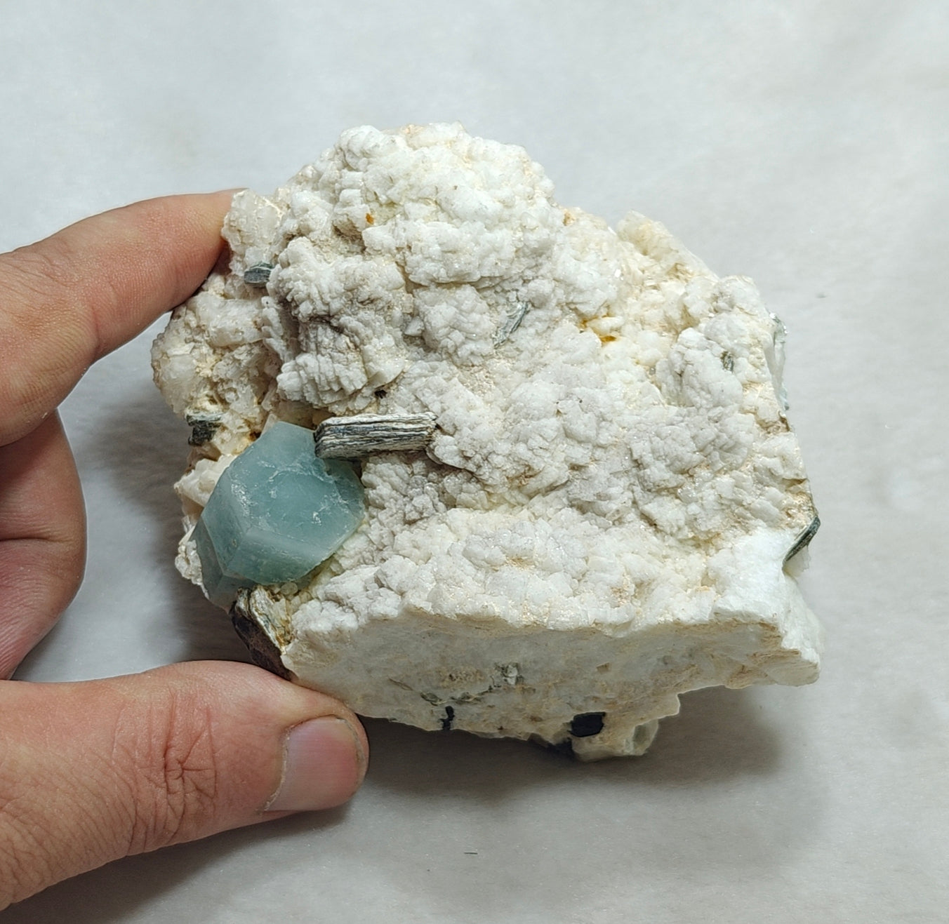 Afghanistan Aquamarine Crystal on matrix with albite 500 grams