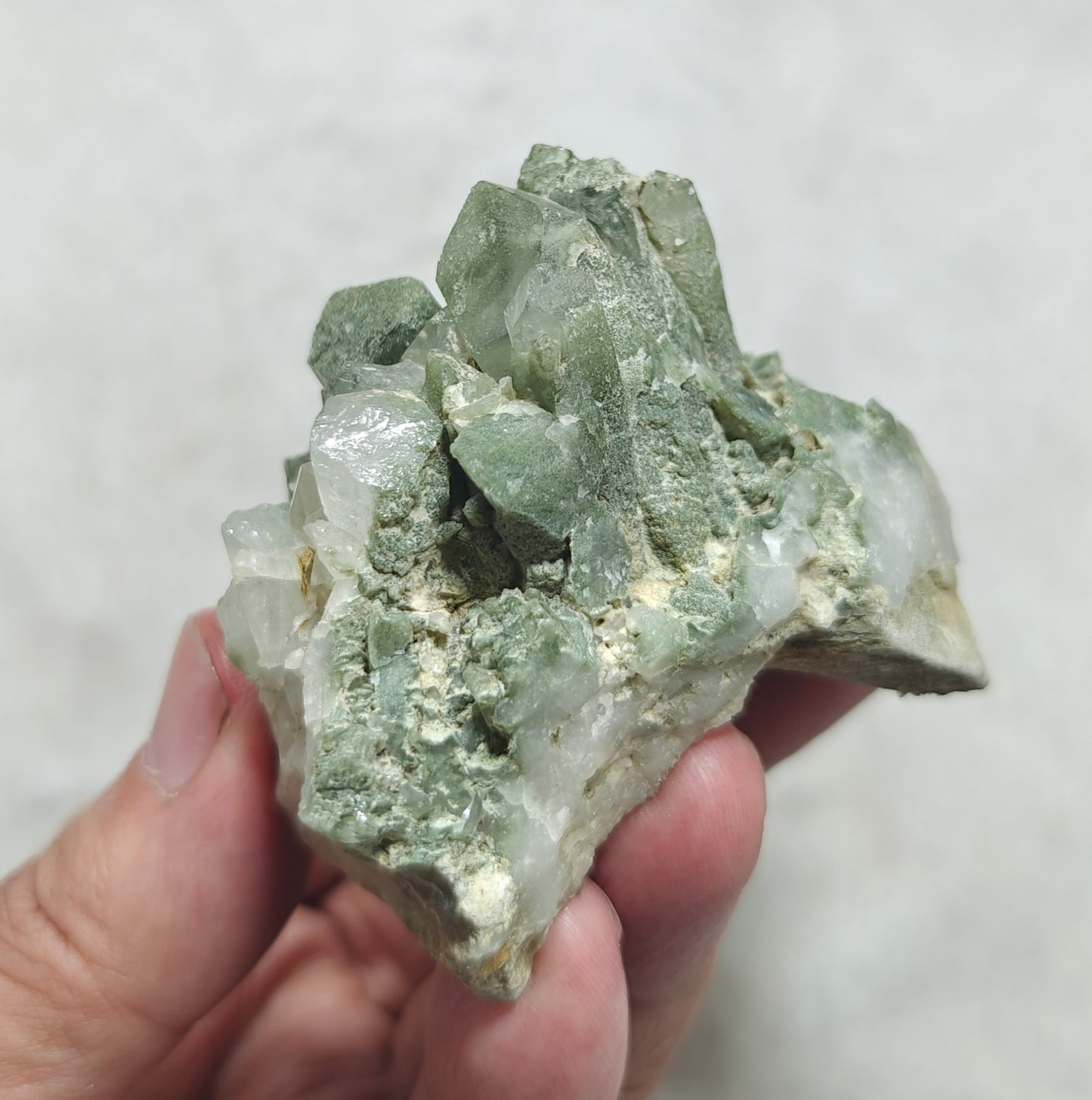 An Aesthetic small Natural crystals cluster of beautifully terminated Chlorite Quartz 163 grams