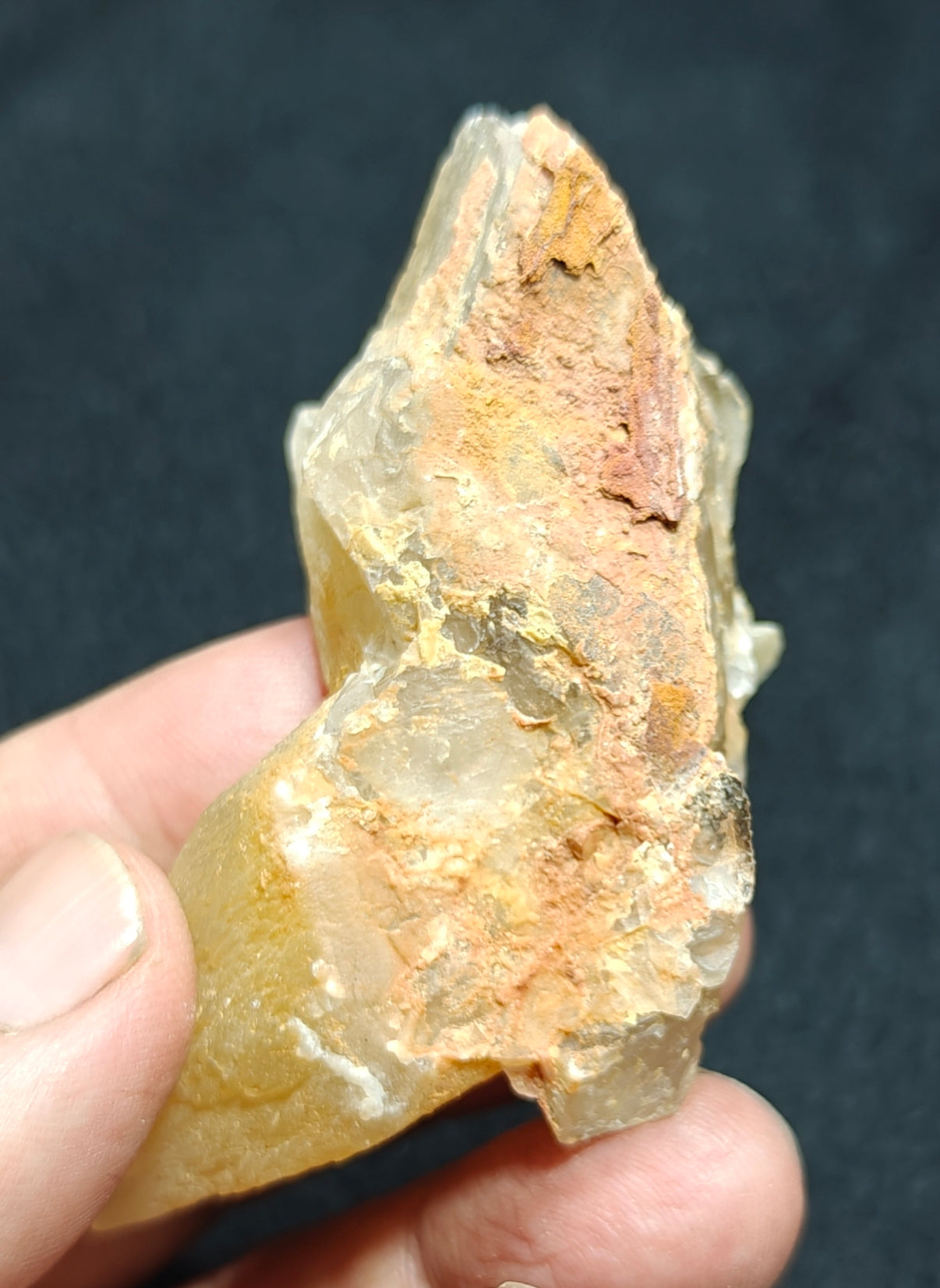Single beautiful Dogteeth calcite crystals cluster with beautiful terminations with Fluorite combinations 80 grams