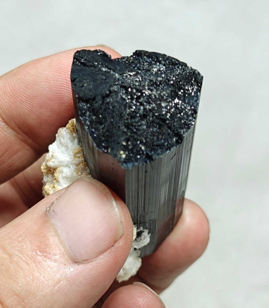 An Aesthetic Natural Tourmaline crystals with Albite attachment 81 grams