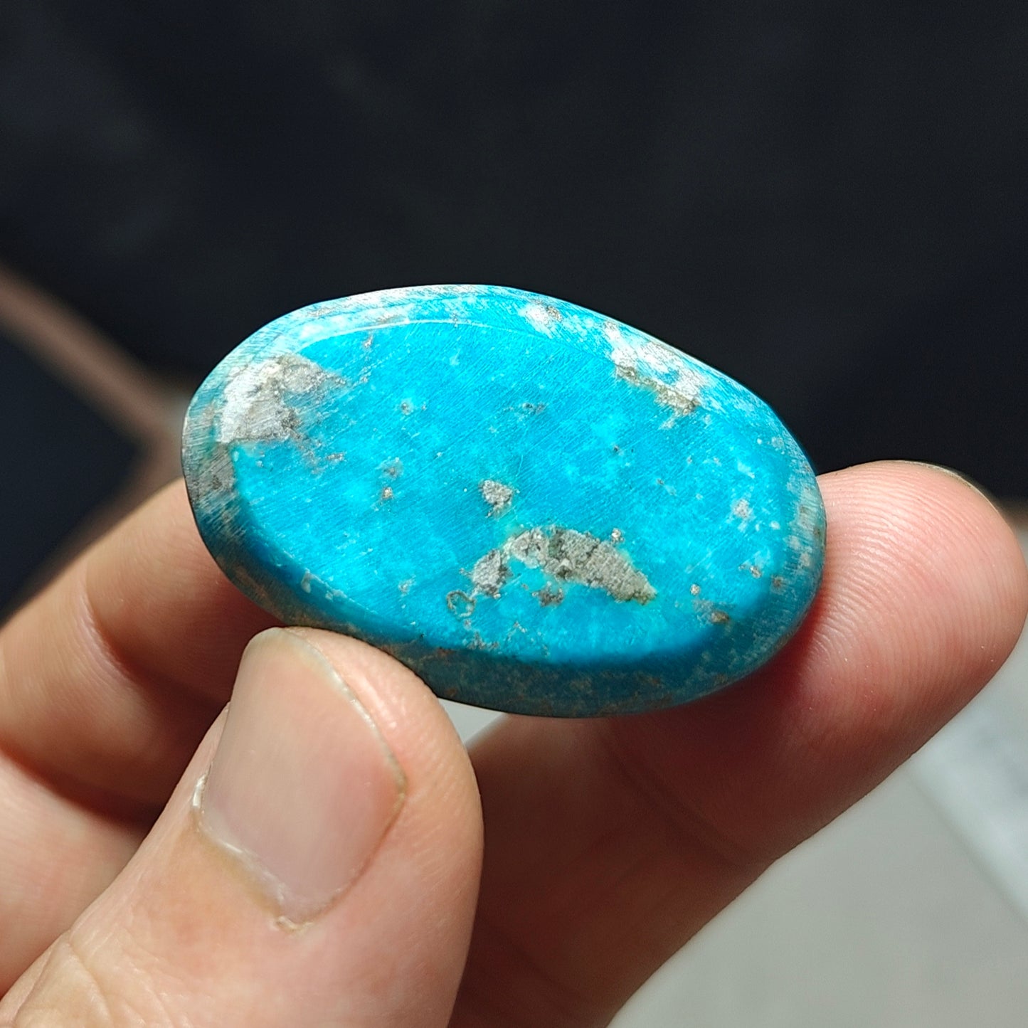 Single amazing natural turquoise cabochon with Pyrite 27.4 grams