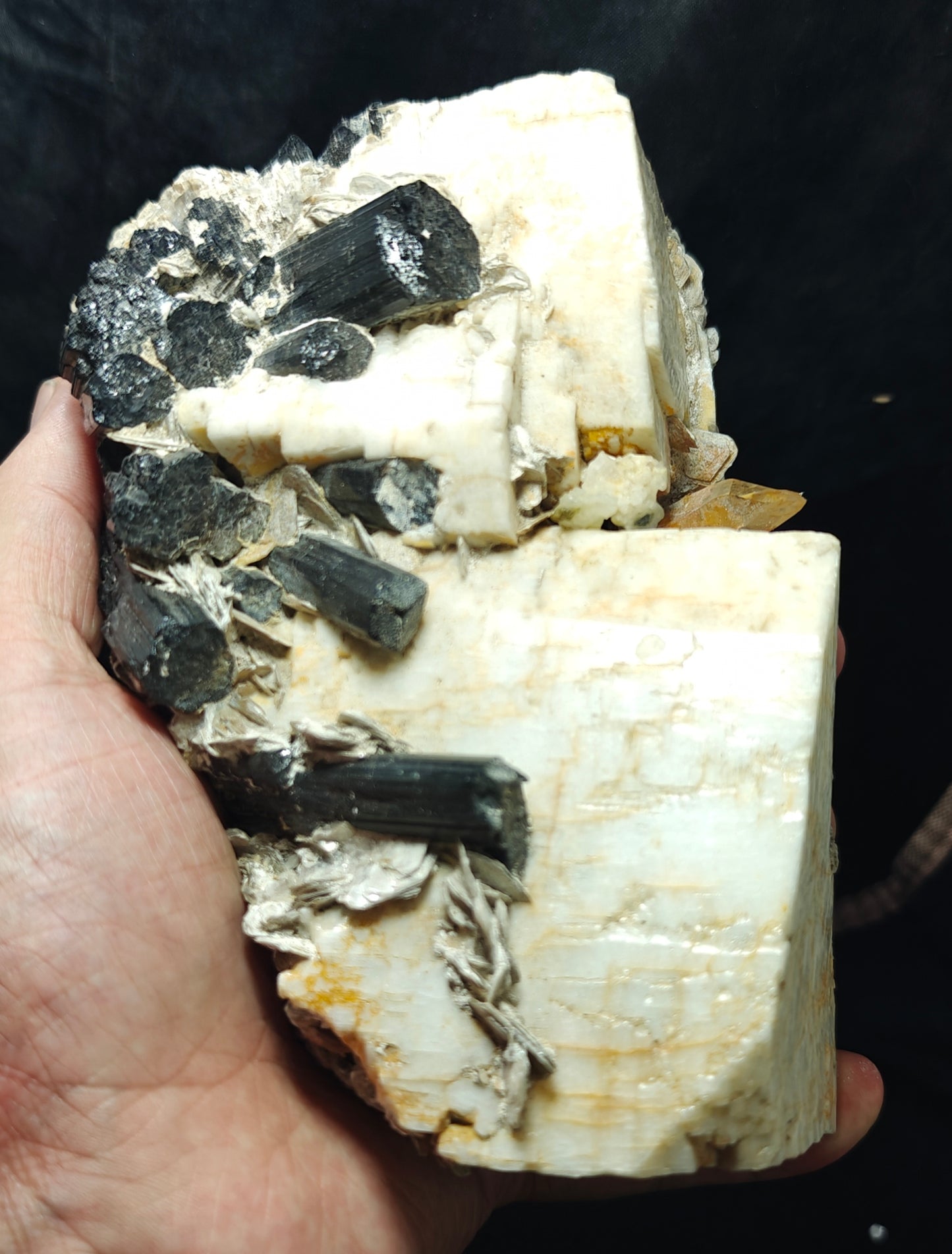 Beautiful Black Tourmaline Specimen with Albite and Quartz Crystals 1450 grams