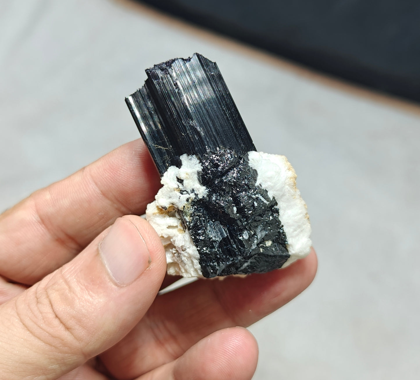 An Aesthetic Natural Tourmaline crystals with Albite attachment 74 grams