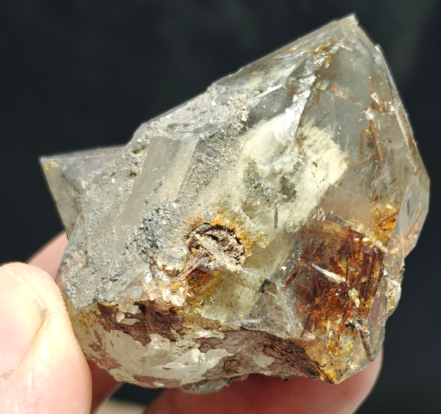 Natural smoky quartz with rutiles inclusions 73 grams