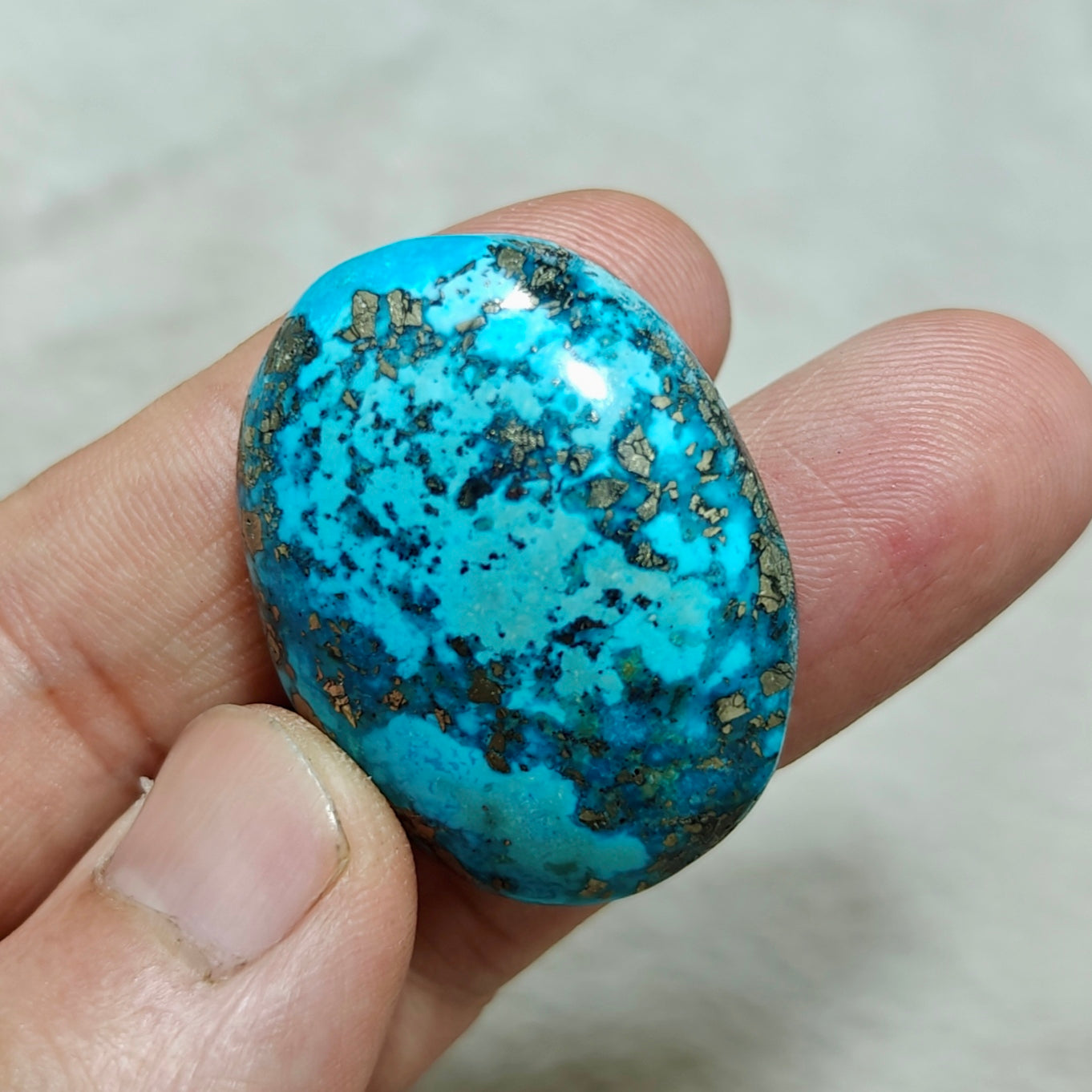 Single amazing natural turquoise cabochon with Pyrite 28.5 grams
