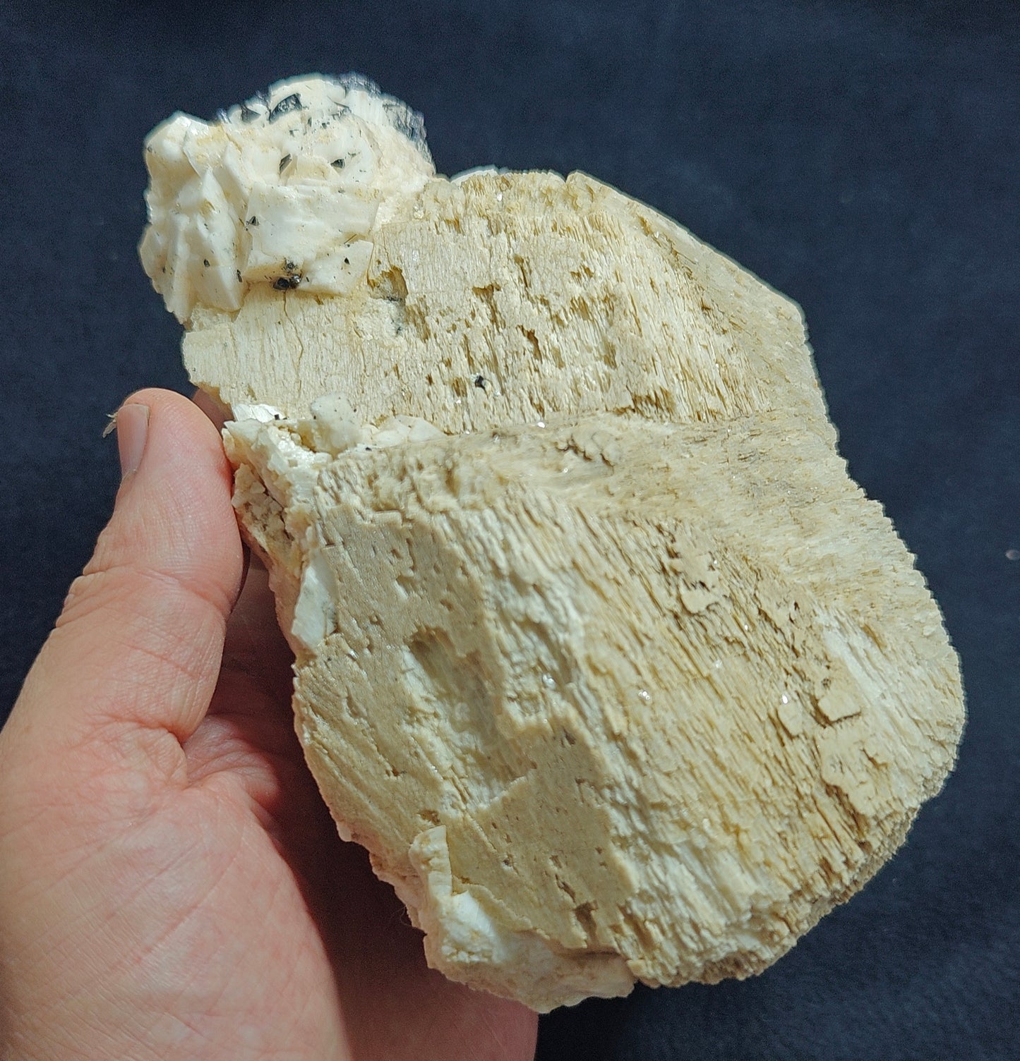 Etched feldspar with Black Tourmaline Crystal Cluster 880 grams