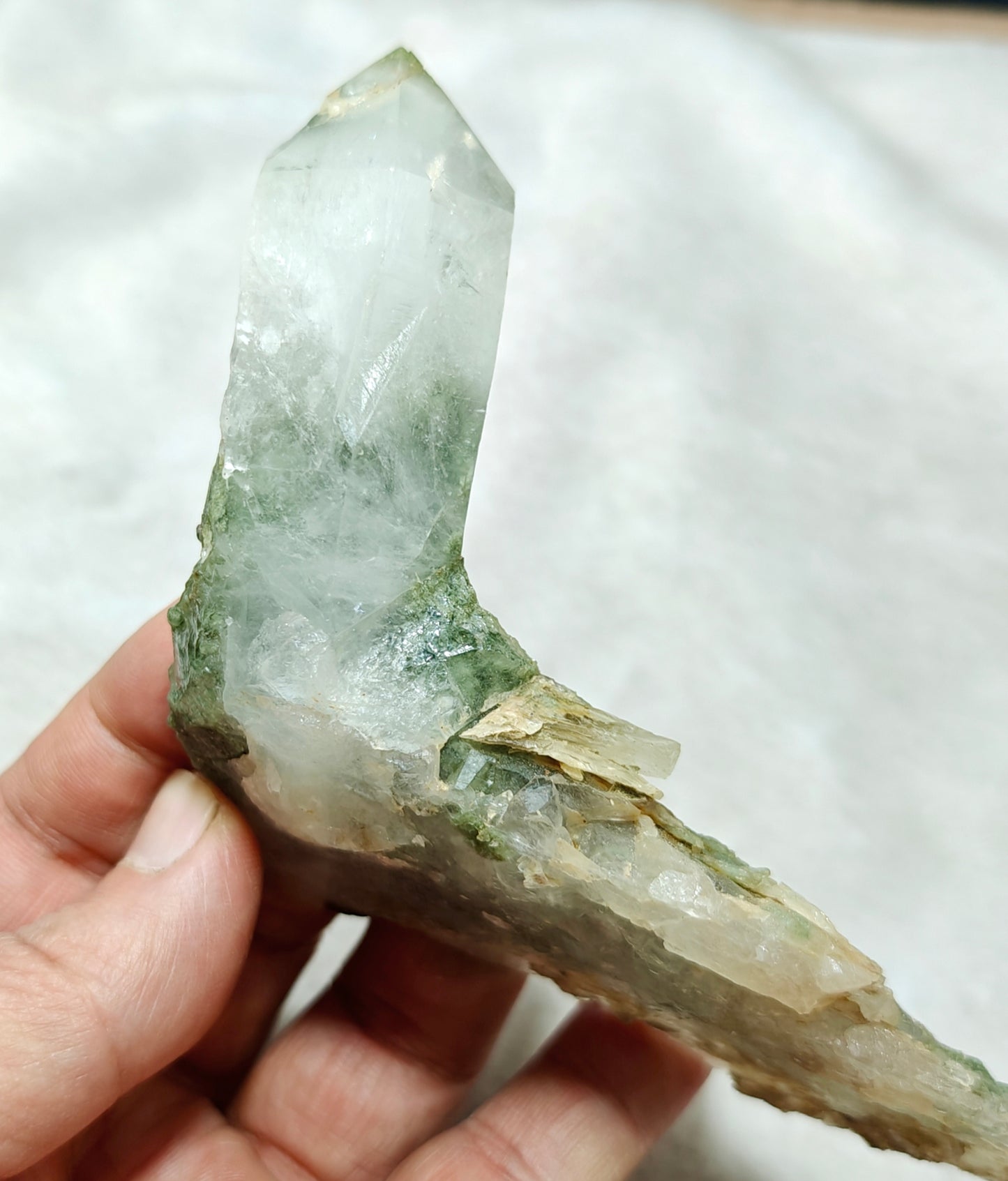 An Aesthetic Natural Specimen of beautifully terminated Chlorite Quartz Crystal 168 grams