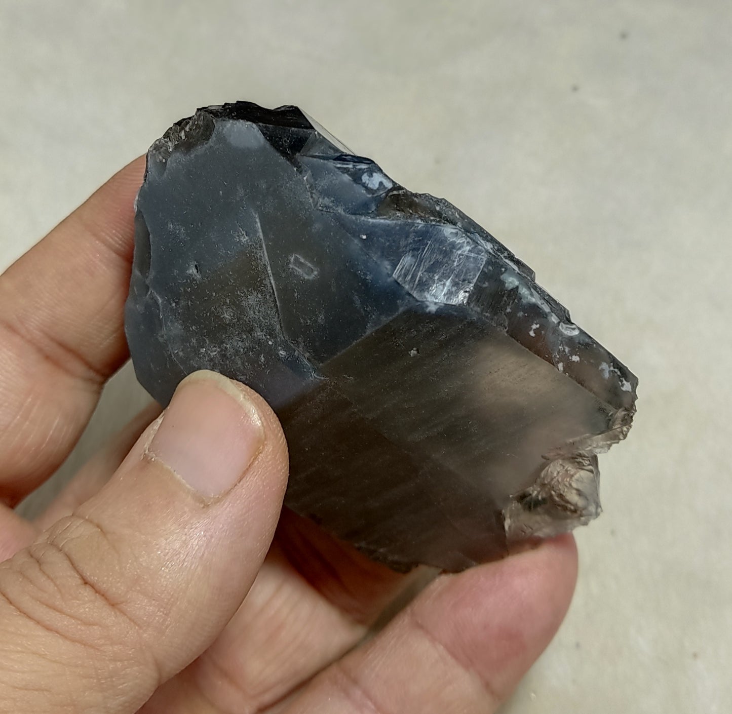 Natural Terminated Indicolite Blue Quartz Smoky Crystal 140 grams