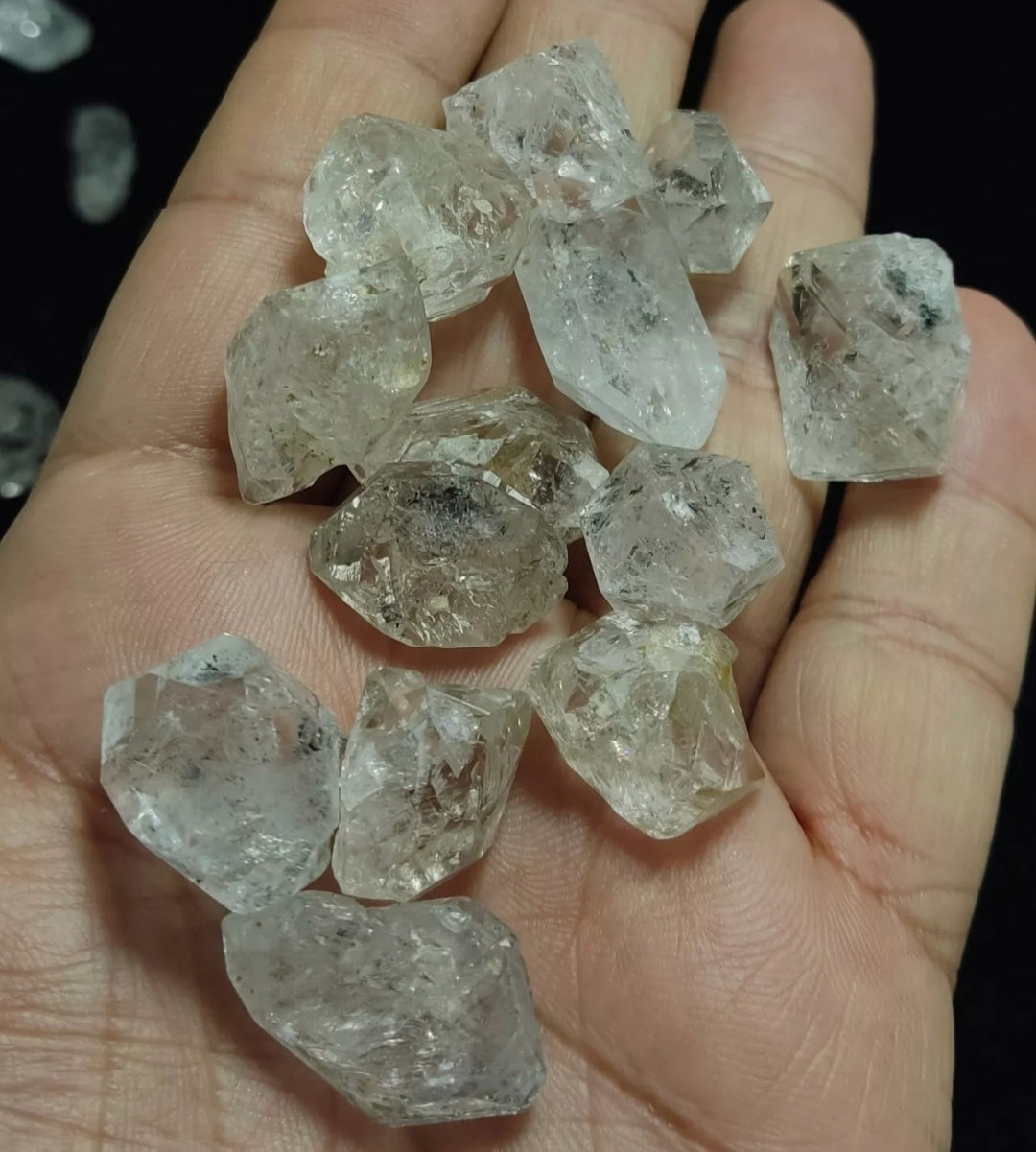 150 grams lot of diamond quartz carbon included double terminated Crystals