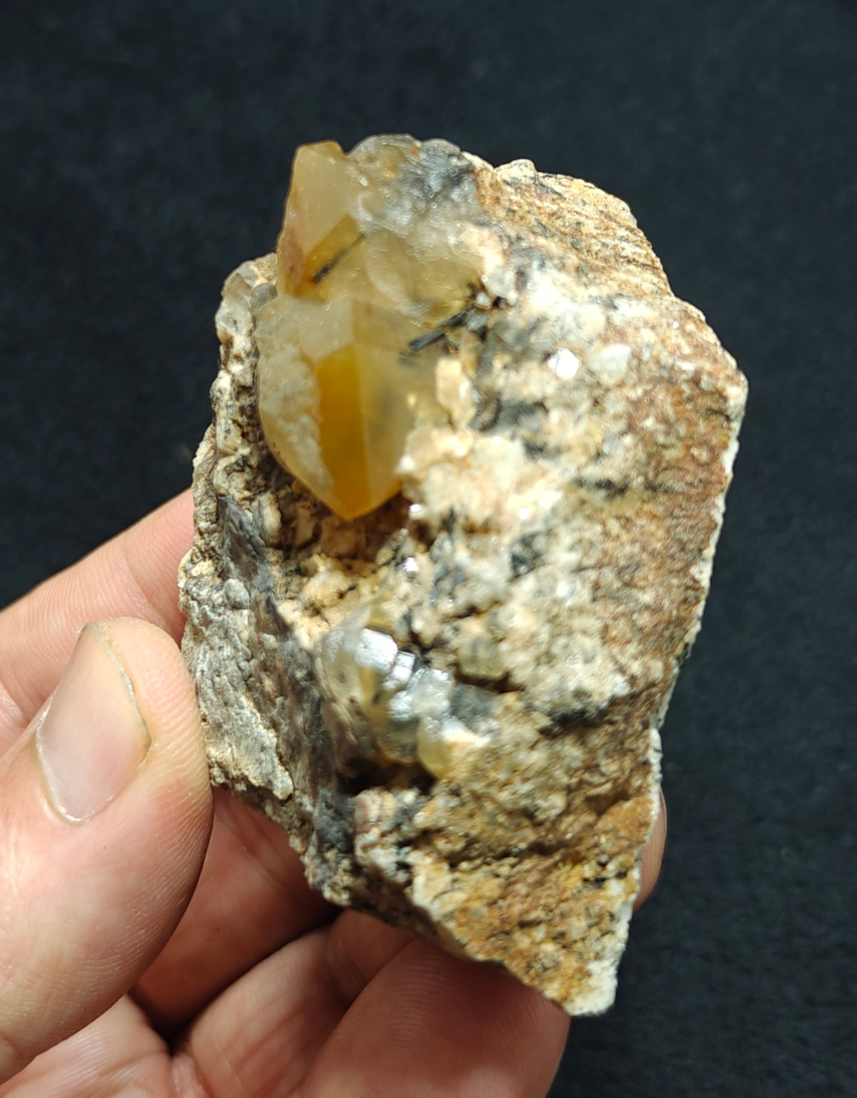 Astrophyllite Quartz Crystals cluster with aegirine  144 grams