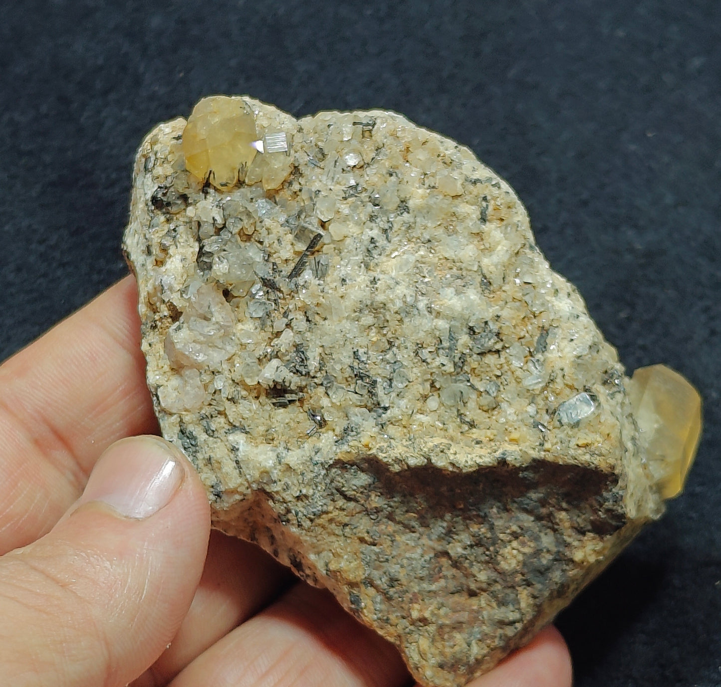 Astrophyllite included terminated Quartz Crystals on matrix with aegirine 193 grams