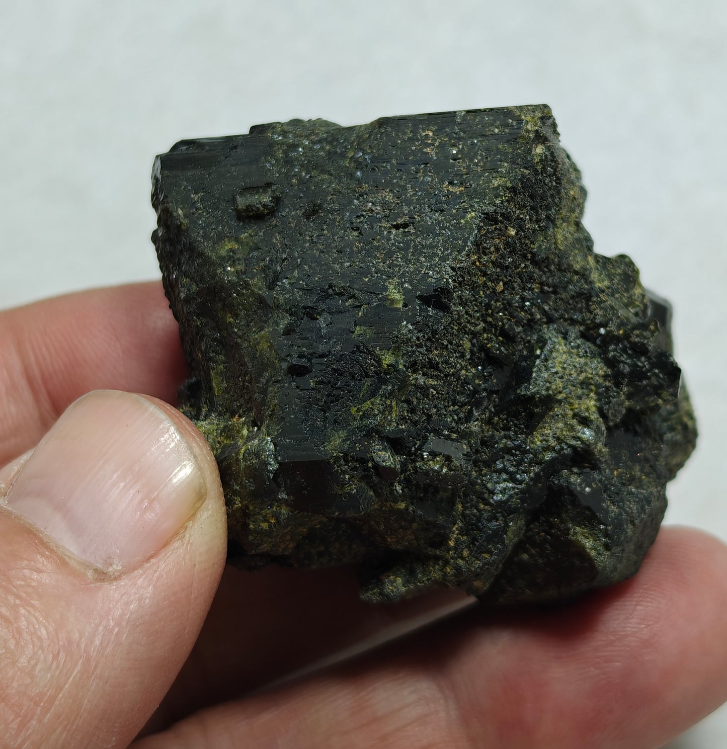 Natural dark green color epidote crystal 124 grams