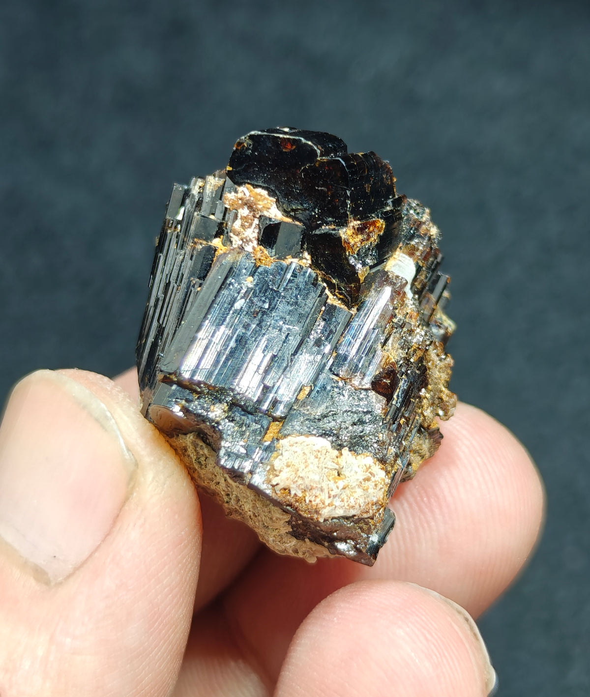 Natural dark brown Vesuvianite crystal on matrix 25 grams