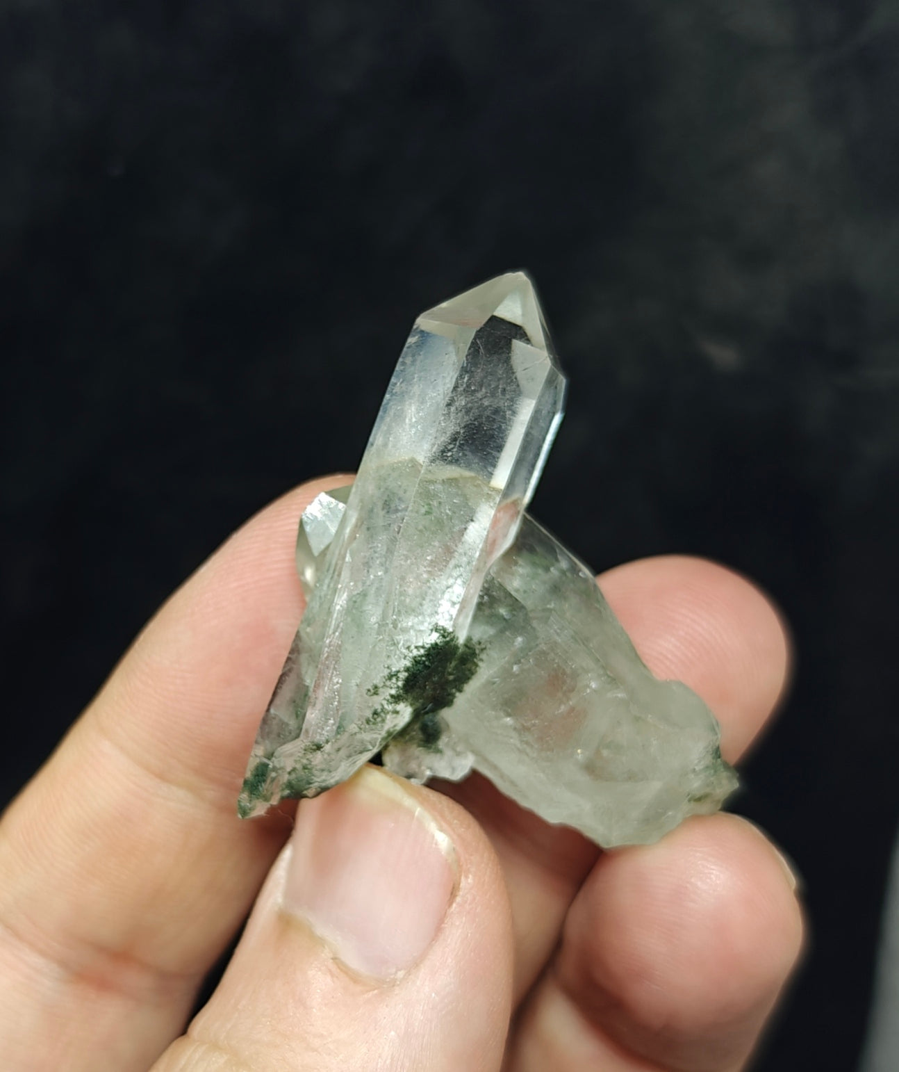 Natural chlorite quartz crystal cross formation 19 grams