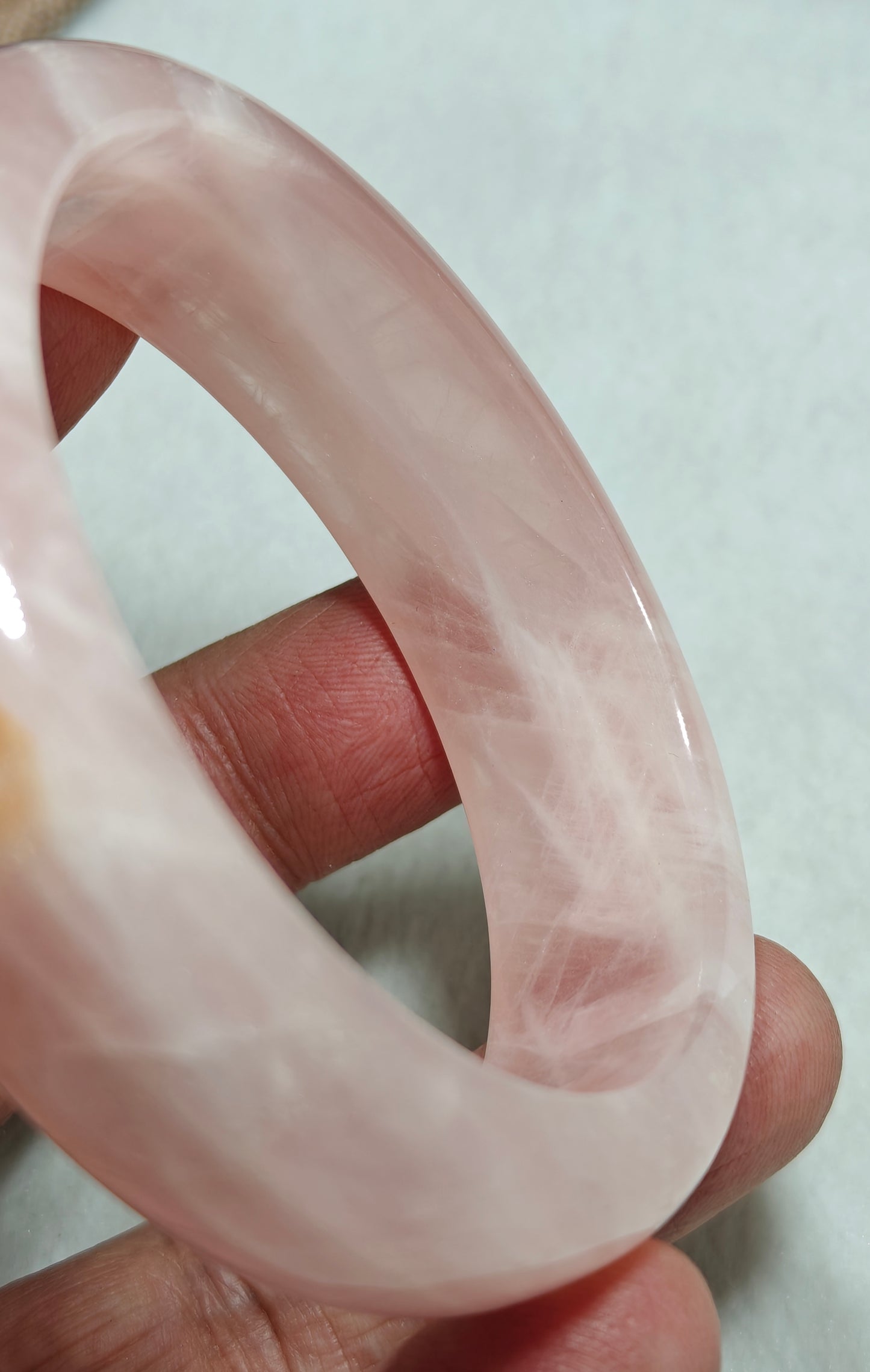 Natural pink calcite bangle 62mm diameter