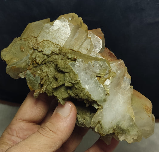 Natural chlorite And Iron Inclusions Quartz cluster 488 grams