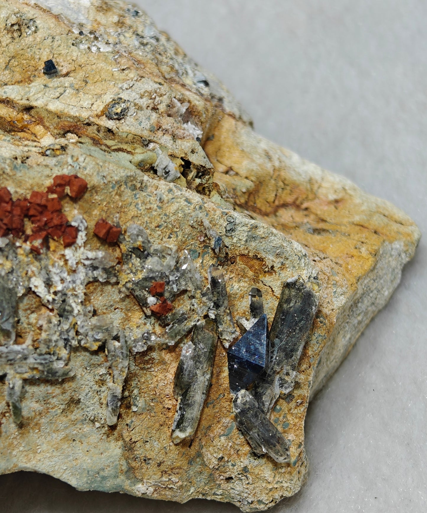 Anatase Crystals with chlorite quartz on matrix with possible pyrite cubes 128 grams