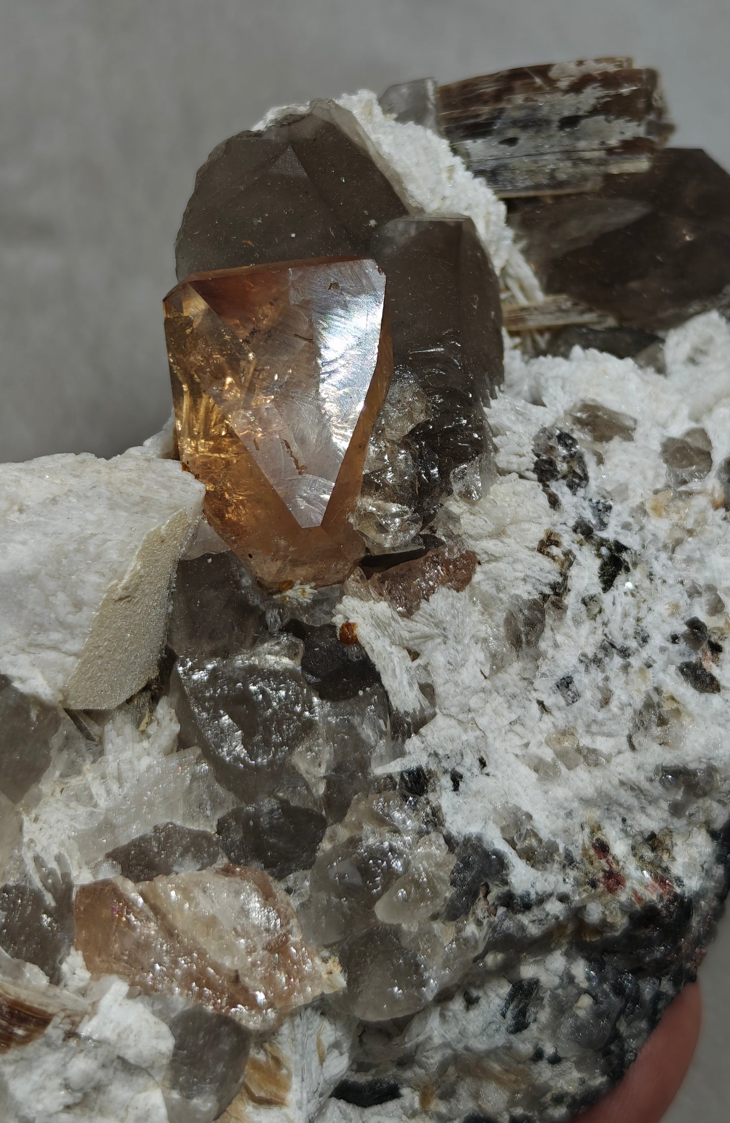 Natural terminated peach color Topaz crystal on matrix 677 grams