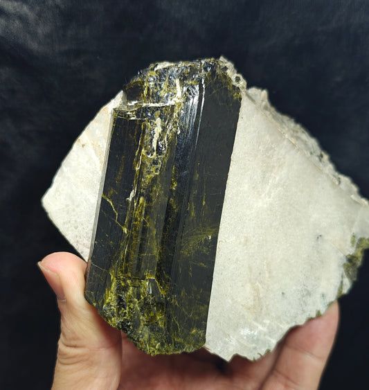 Natural Epidote crystal on matrix with Albite 943 grams