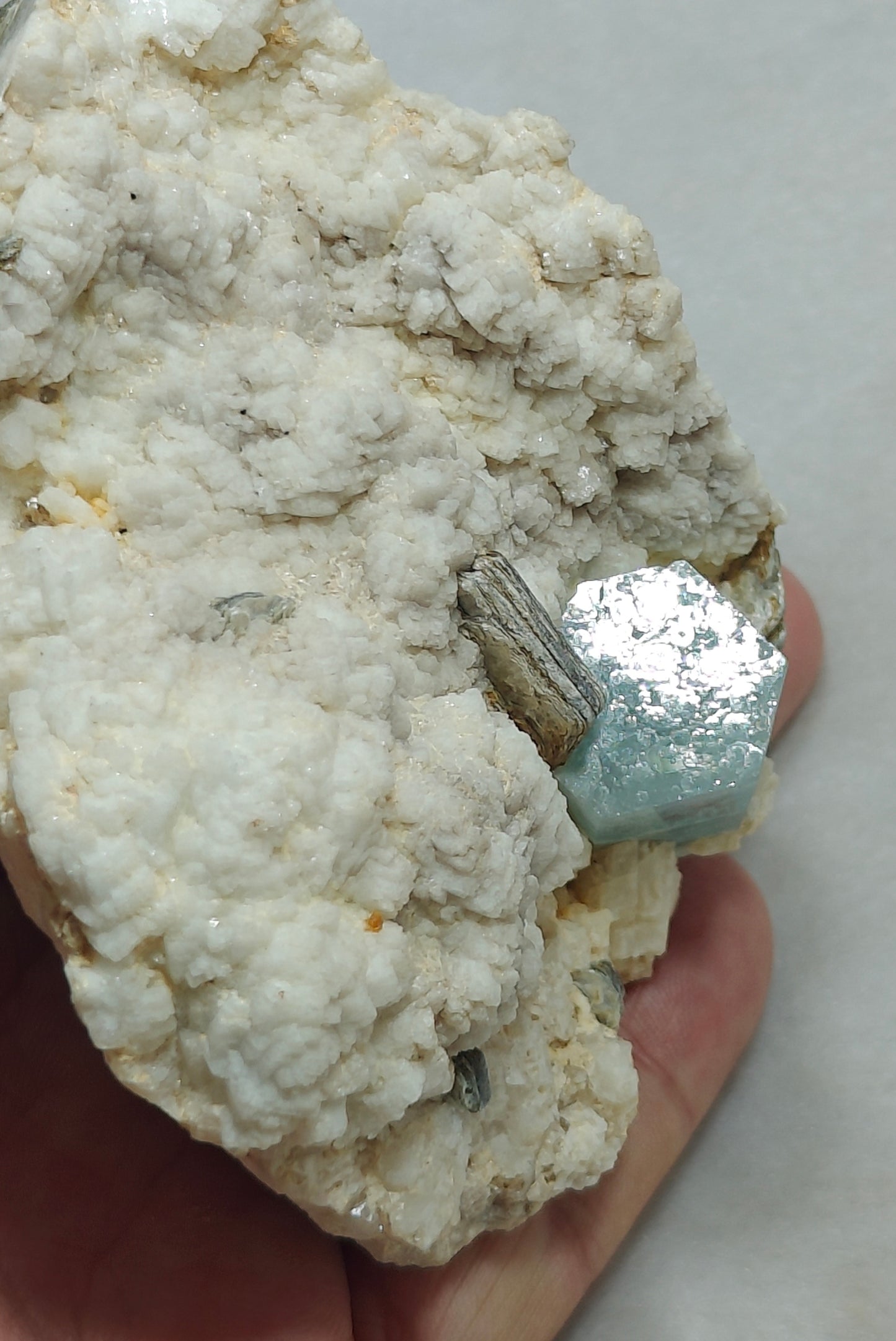 Afghanistan Aquamarine Crystal on matrix with albite 500 grams
