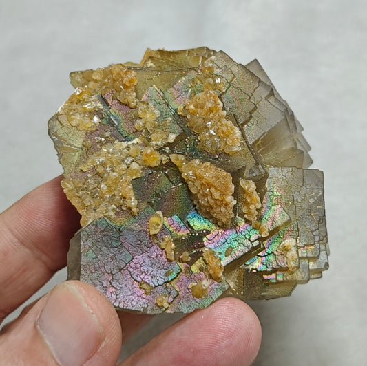 Natural iridescent Fluorite and Calcite 236 grams