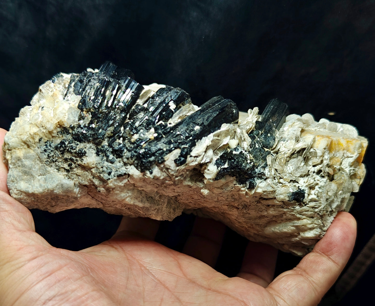 Beautiful Black Tourmaline Specimen with Albite and Quartz Crystals 1450 grams