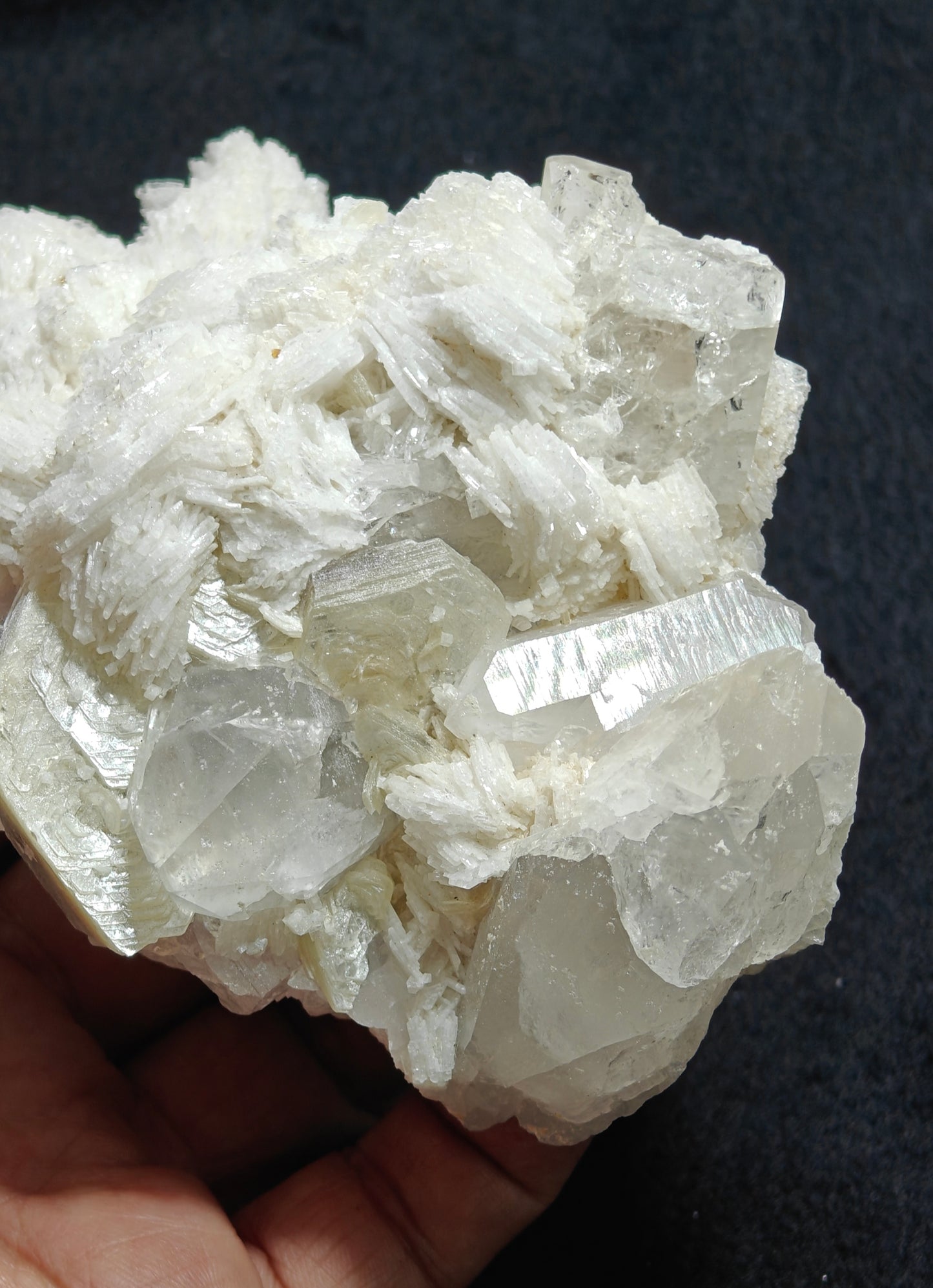 Amazing specimen of albit, quartz, mica and tiny rare microlites on matrix 610 grams