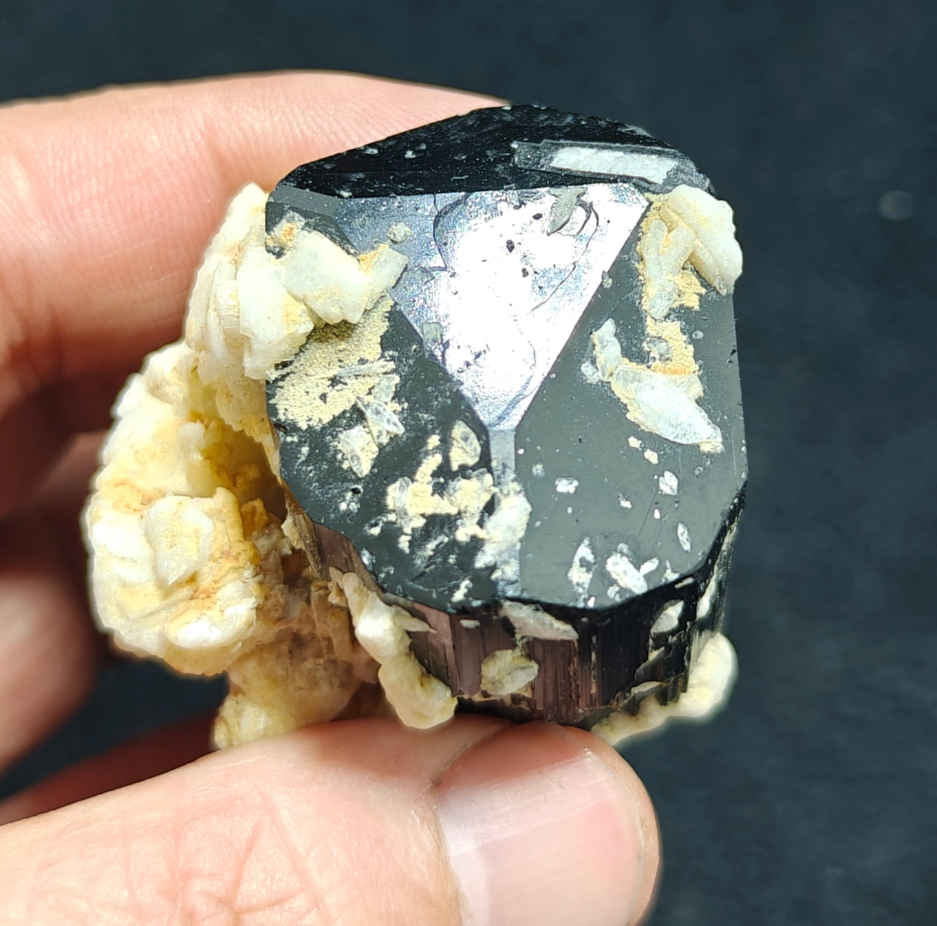 An Aesthetic Natural Tourmaline crystal with Albite 151 grams