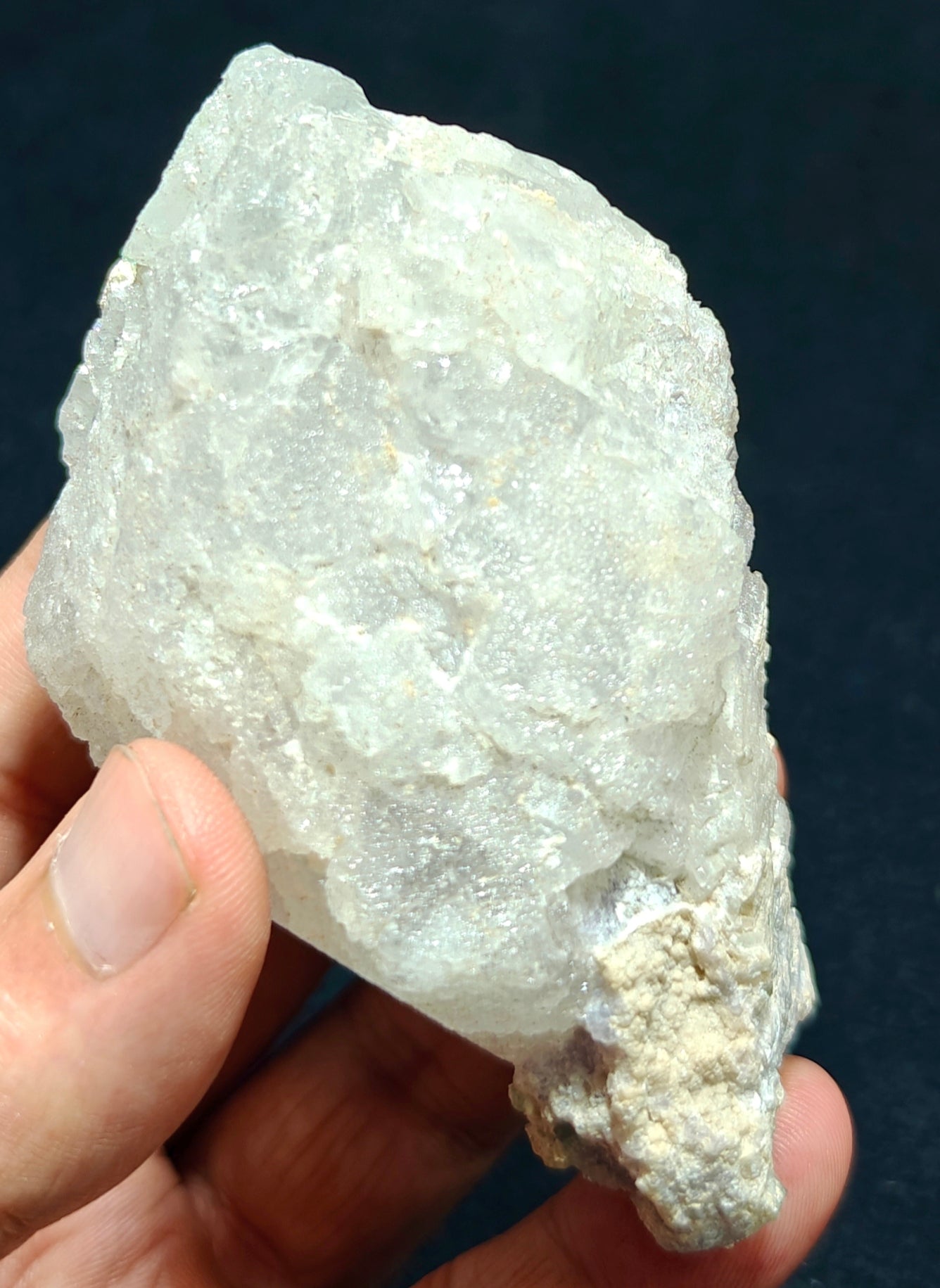 Natural etched pollucite with green tourmalines 260 grams