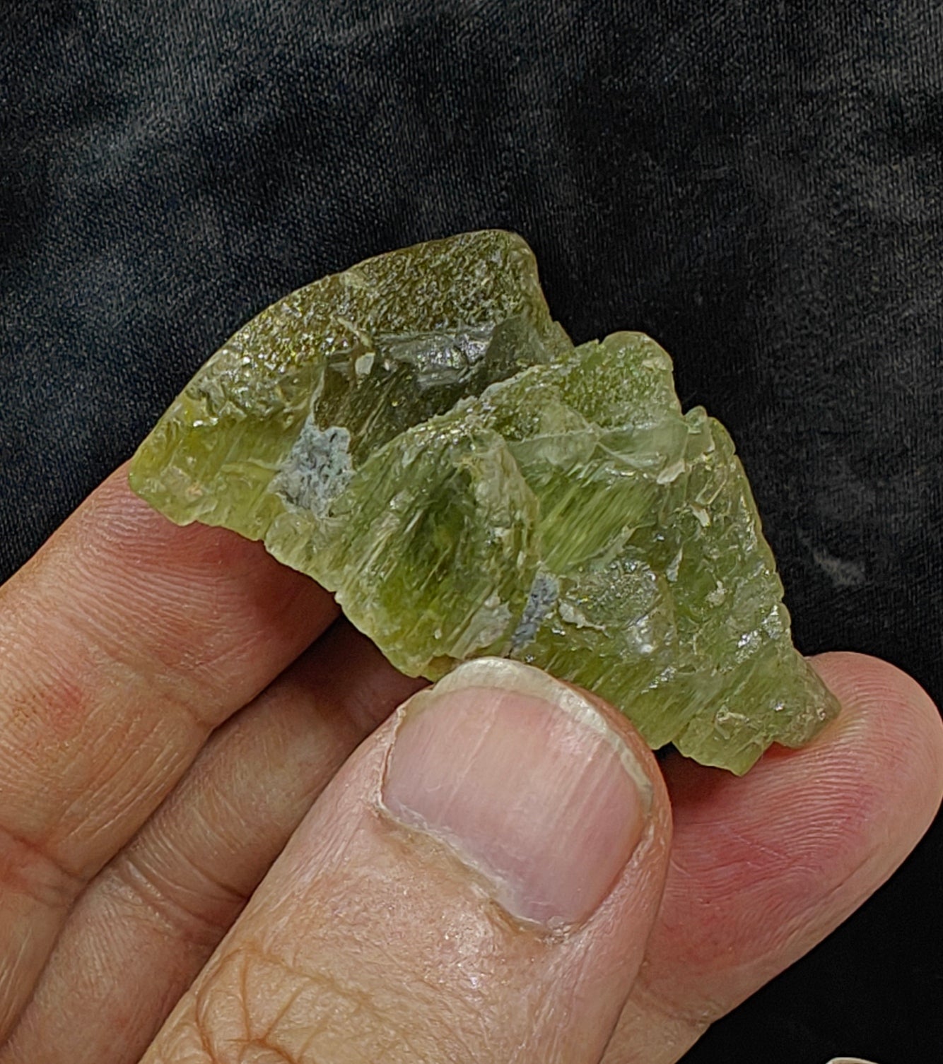 Green crystal specimen of spodumene variety triphane 34 grams
